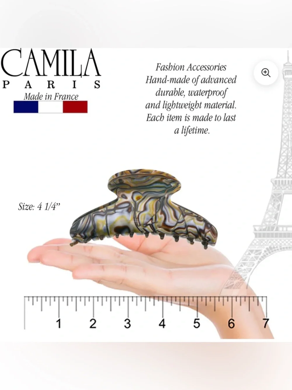 France Onyx Jaw Claw Hair Clip Camila Paris Small Medium Large